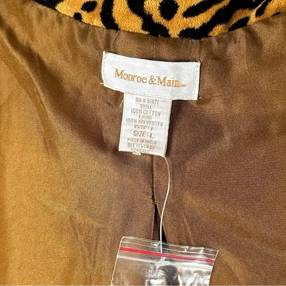 NWT Monroe & Main Leopard Animal Print Cute Button Studded Coat Gold Black Large - Picture 8 of 9